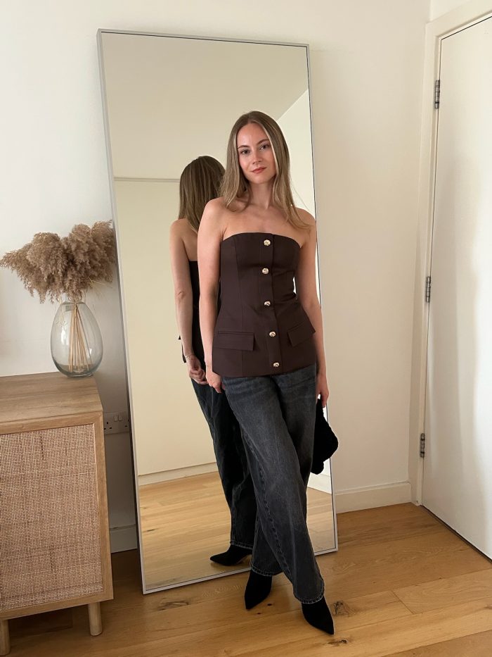Blair Brown Bandeau Tailored Top