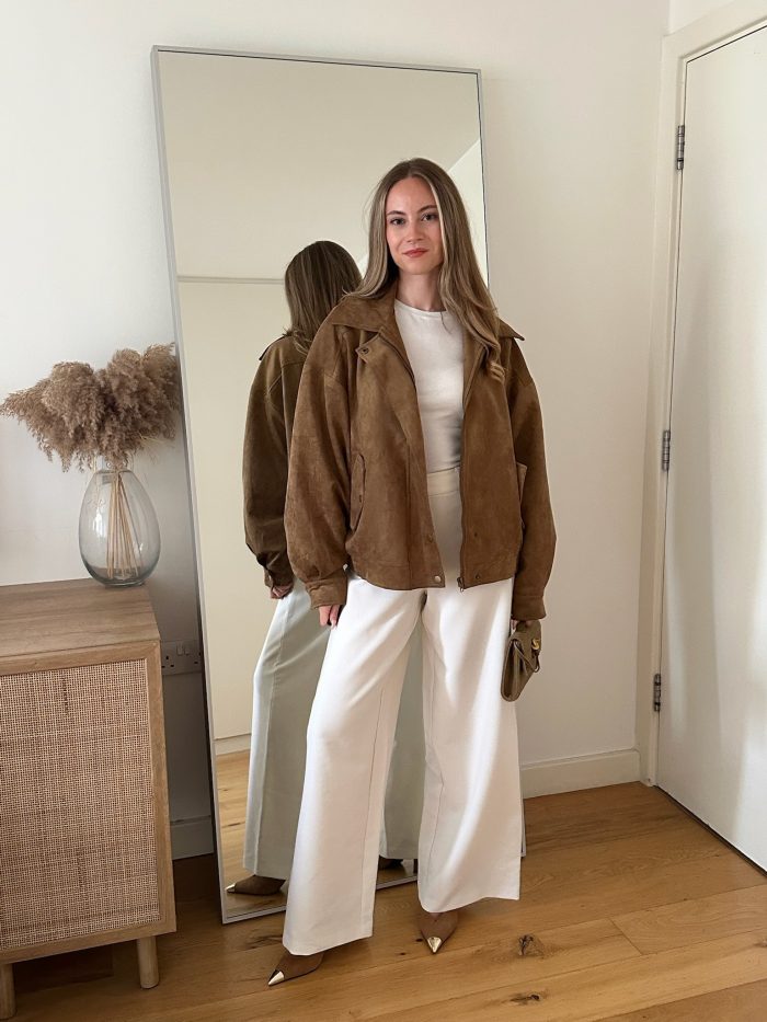 Arden Faux Suede Bomber Jacket - Camel - Image 4