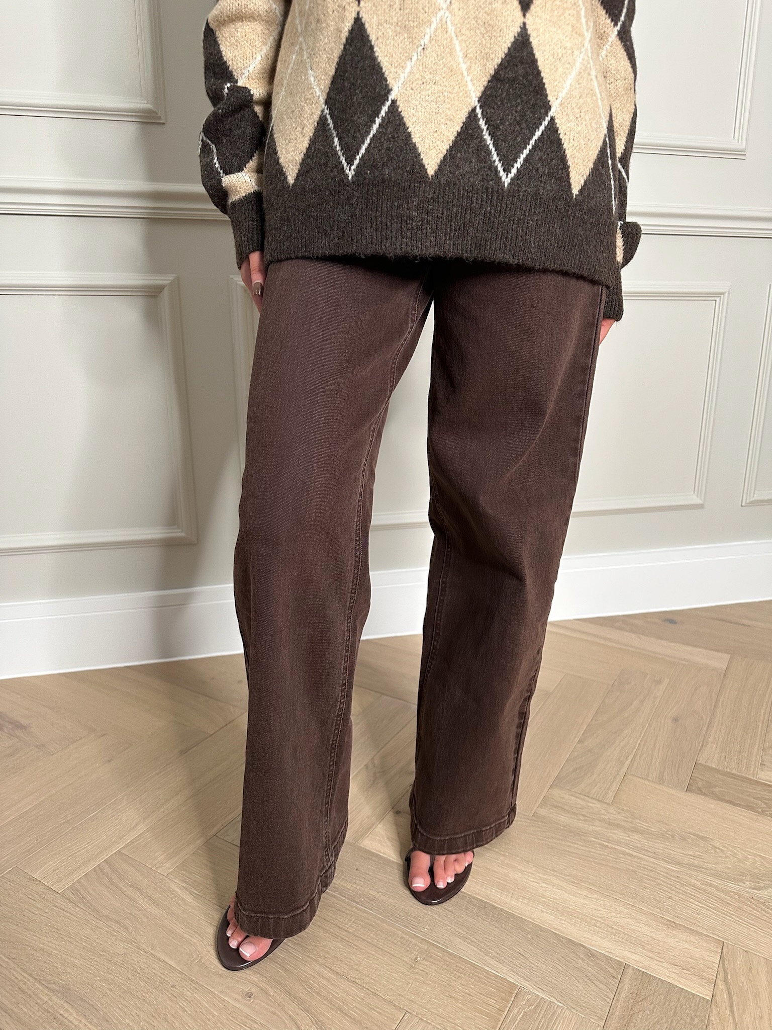 Brown Overlap waist jeans