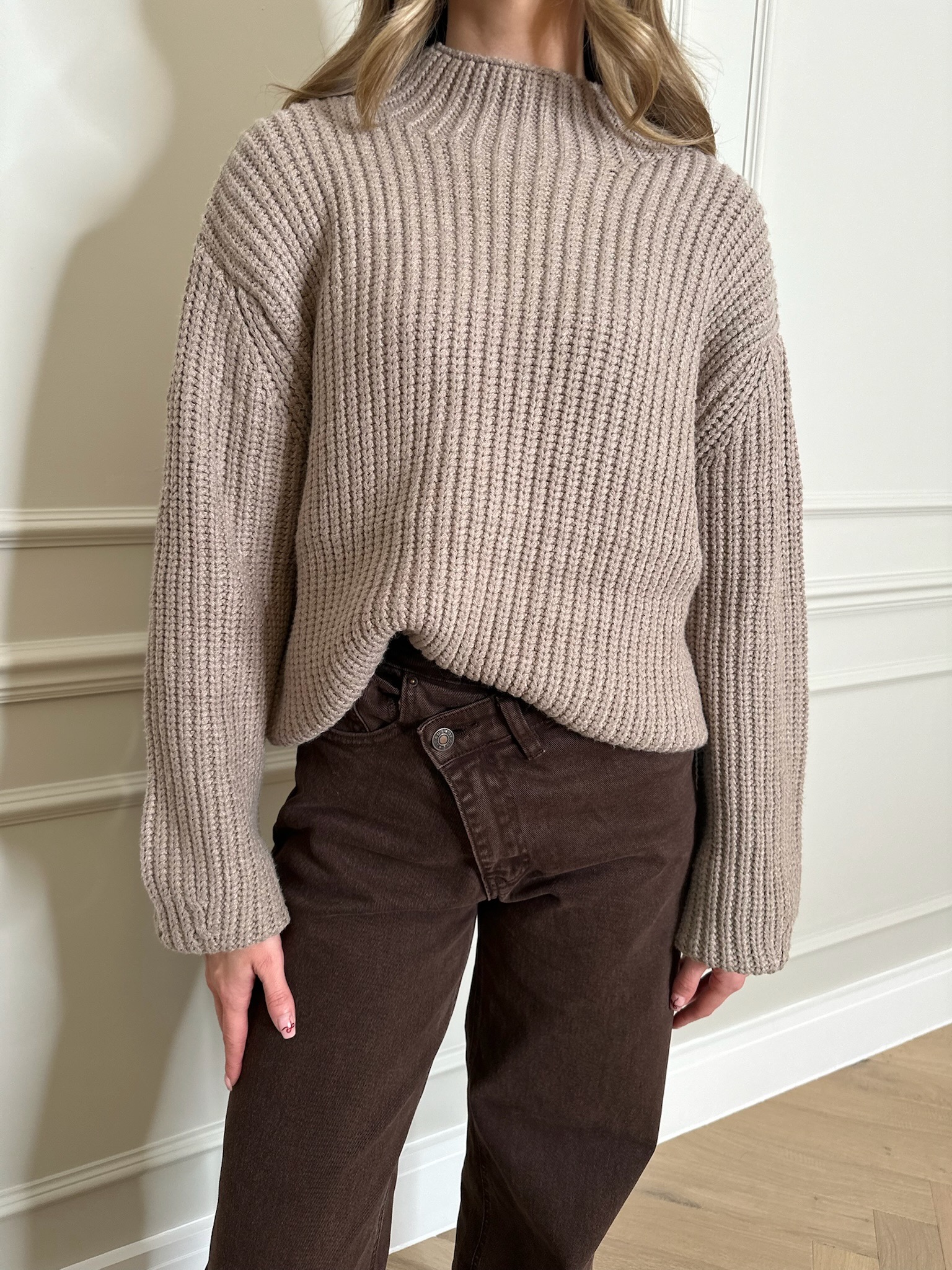 Mock Jumper Burgundy & Taupe