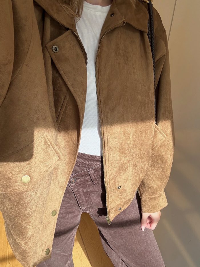 Arden Faux Suede bomber jacket camel