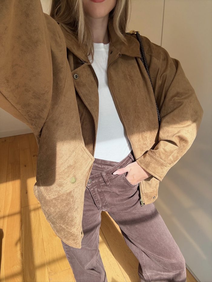Arden Faux Suede bomber jacket camel
