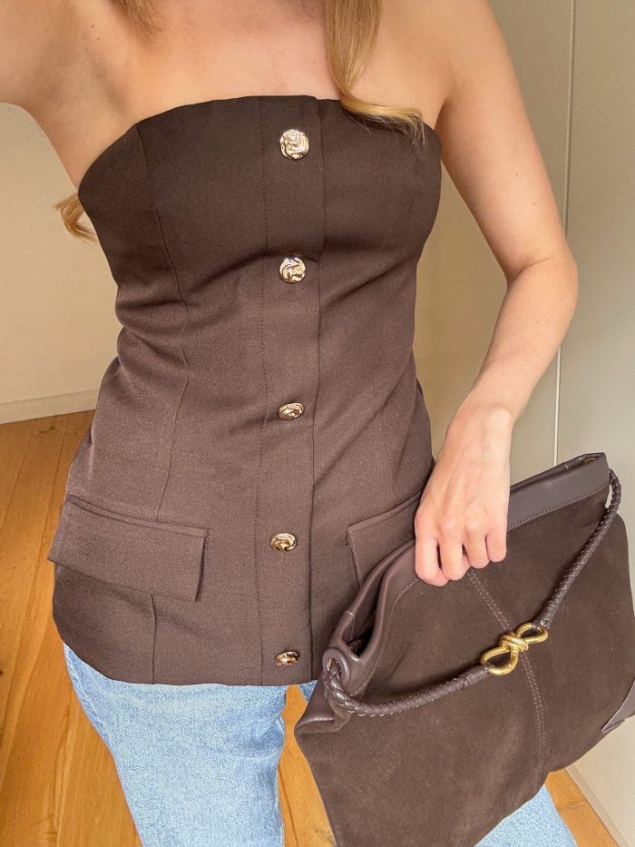 Blair Brown Bandeau Tailored Top