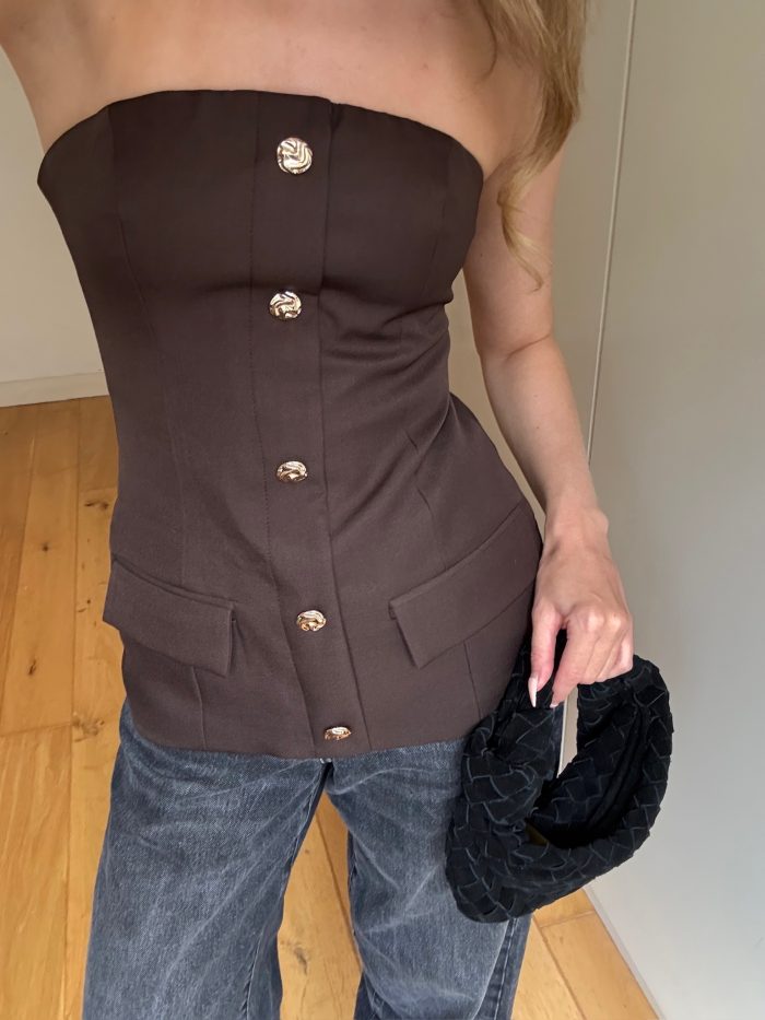 Blair Brown Bandeau Tailored Top
