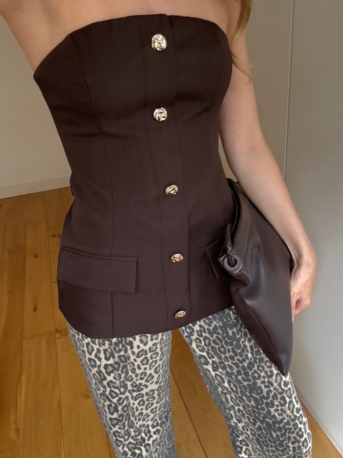 Blair Brown Bandeau Tailored Top