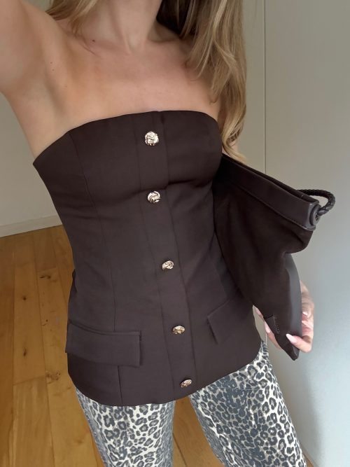 Blair Brown Bandeau Tailored Top
