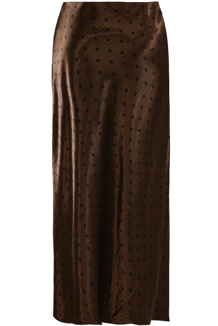 Perrie Brown Polka Dot Satin Skirt