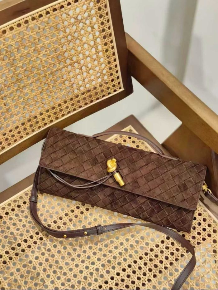 The Long Clutch Genuine Suede Chocolate Brown