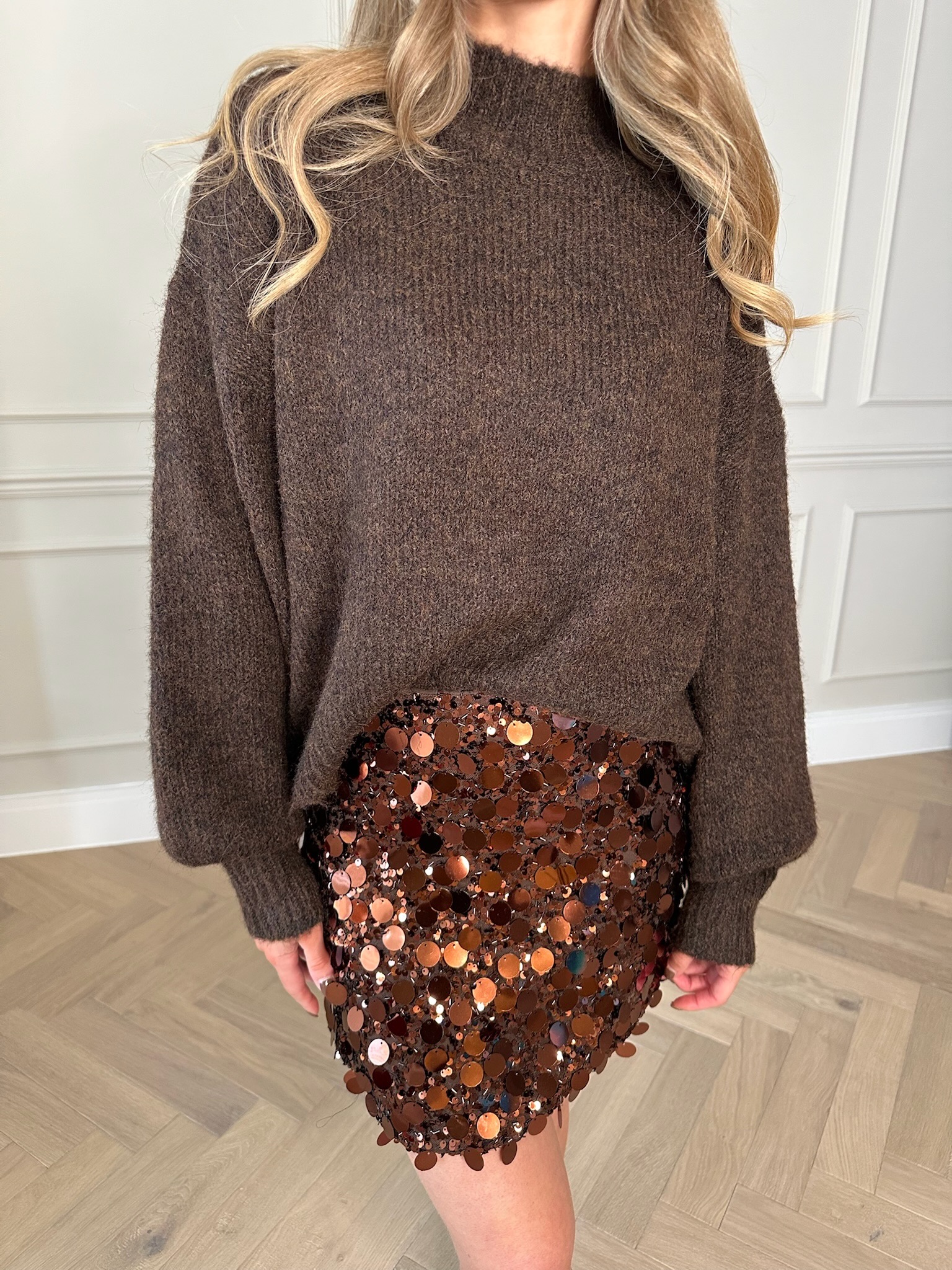 Mohair High Neck Jumper Coffee