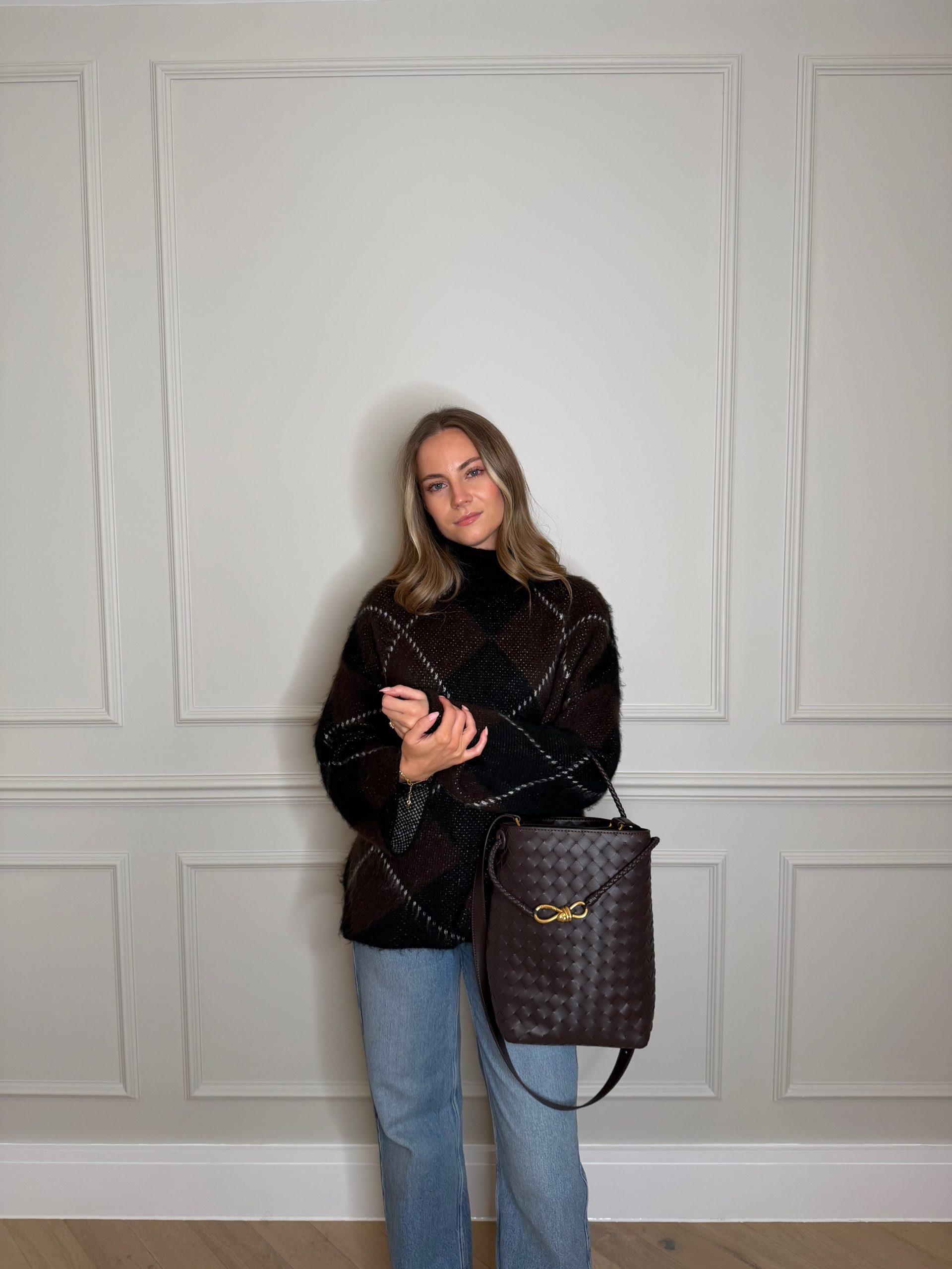 Brown Genuine Leather Bucket Bag