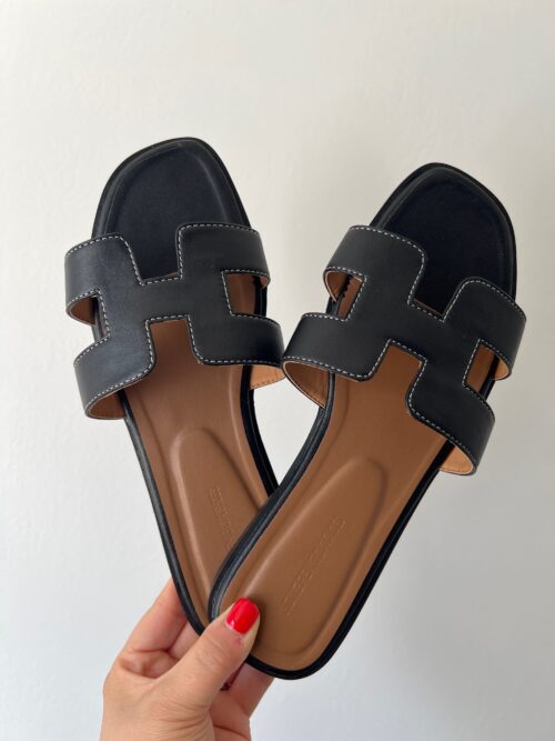 Genuine Leather Harper Sandals - Black
